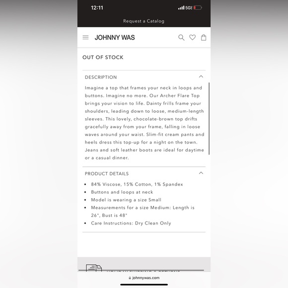 NWT Johnny Was Archer Flare V-Neck Top Blouse Terracotta Brown Cottagecore - Picture 8 of 9